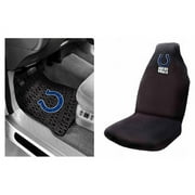 NFL Indianapolis Colts 2 pc Front Floor Mats and Car Seat Cover Value Bundle