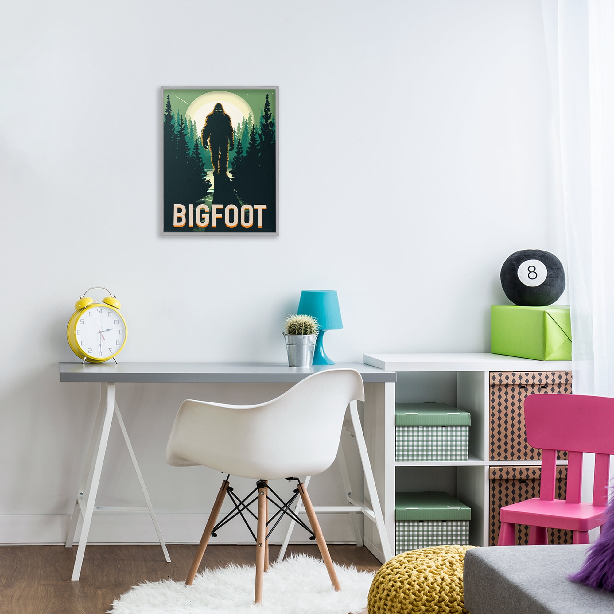 Stupell Industries Cryptid In The Woods Gray Framed Giclee Art, design by Omar Escalante