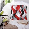 thumbnail image 3 of 26x26 Pillow Covers Set of 2, Red Black Grey Throw Pillow Covers Decorative Couch Cushion Case, Moire Modern Artwork Abstract Microfiber Square Pillowcases for Bedroom Car Living Room, 3 of 7