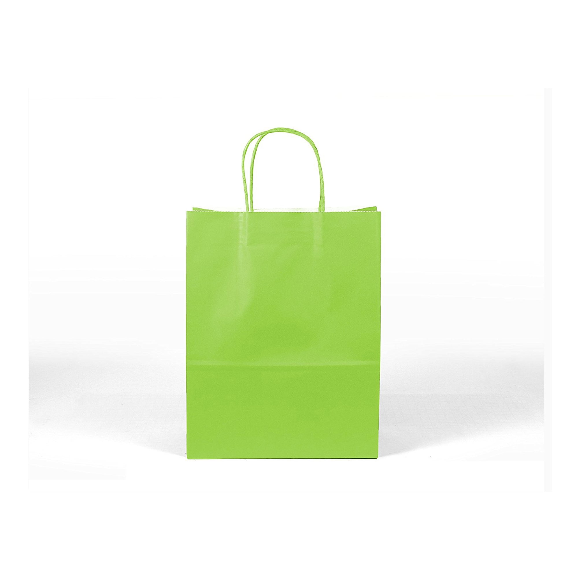 12CT Large Lime Green Kraft Bags, Biodegradable, FOOD SAFE INK & PAPER