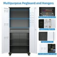 thumbnail image 3 of SUPEER Metal Storage Cabinet with 1 Drawer and Pegboards,71" H Top Workbench Mobile Tool Chests Garage Cabinets with 4 Wheels,Tool Cabinets for Home,Office,Shop，Assembly Required, Gray, 3 of 6