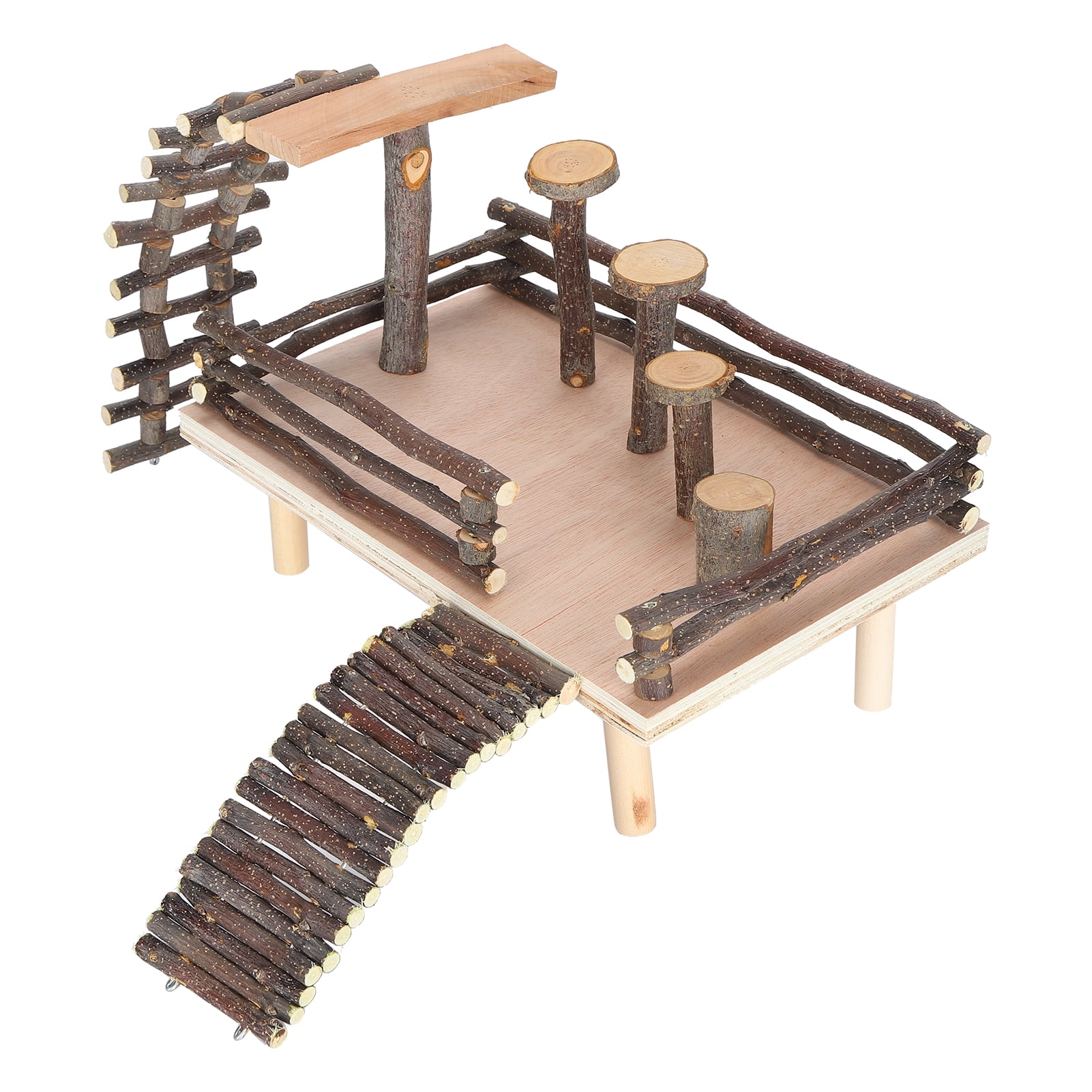 M Buder Premium Applewood Hamster Ladder Playground Natural Wooden Stairs Step Climbing Exercise Toy for Small Pets 13 inches / 33 cm Activity Center