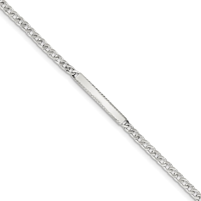 Sterling Silver Diamond-cut Engraveable Curb Link ID Bracelet 7 Inch "Bracelets