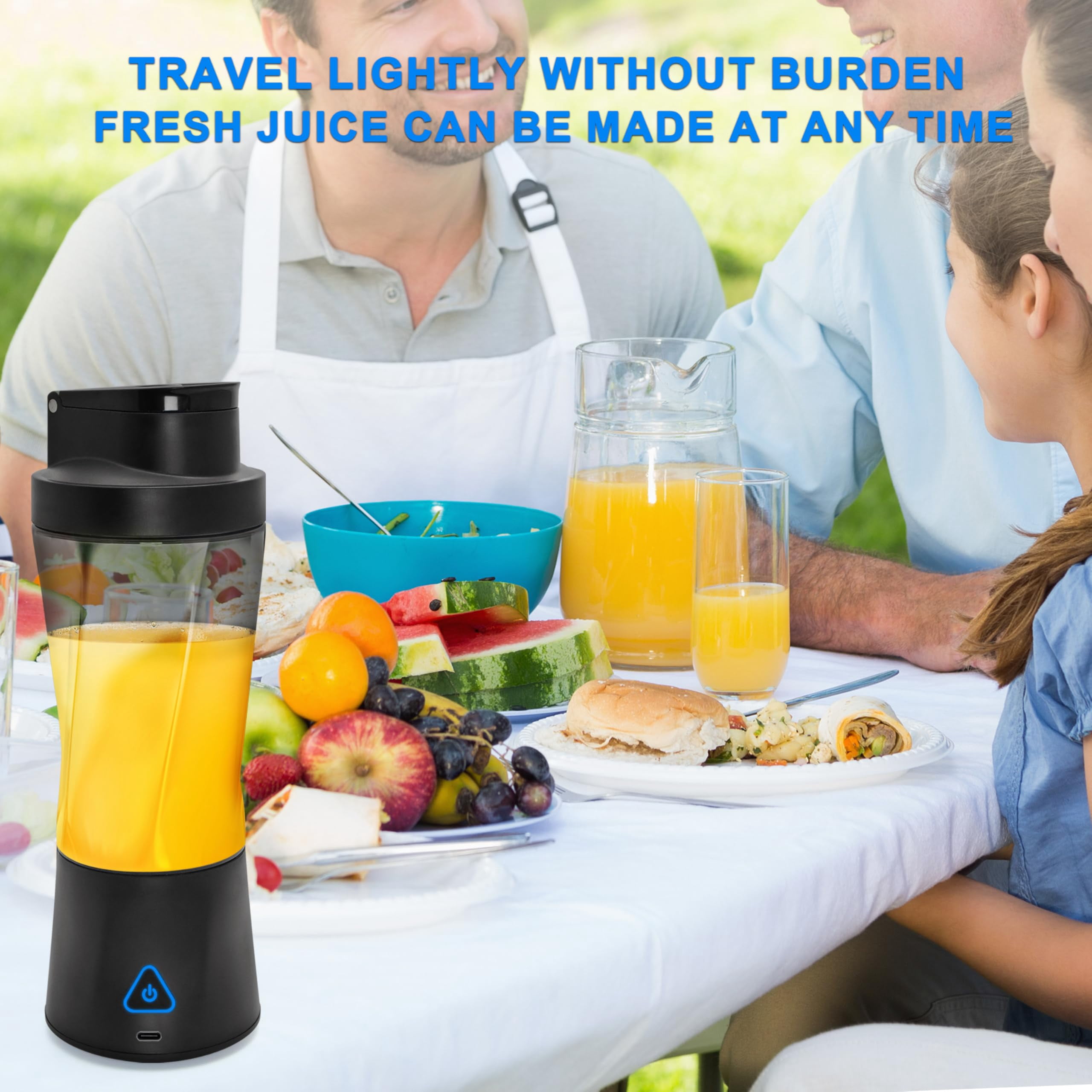 Elitzia Portable Blender for Smoothies 700ML and 6000mAh Rechargeable 6 Stainless Steel Blades 22000 RPM Personal Blender for Gym Office Kitchen XIP7 Waterproof Detachable Cup ETPB258