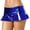 A1-Blue537, variant on Summer Shiny Micro Mini Skirt for Women Solid Leather Ruffle Hem Night Club Skirts