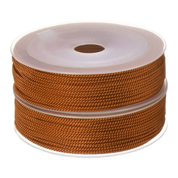 2 Pack Twisted Nylon Twine Thread Beading Cord 1.5mm 20M/65 Feet Extra  Strong Braided Nylon String, Burnt Umber 