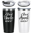 thumbnail image 3 of Gingprous Best Aunt and Uncle Ever , 20 oz Insulated Stainless Steel Tumbler Set, Vacuum Insulated Tumblers Christmas Birthday Gifts (Black & White), 3 of 8