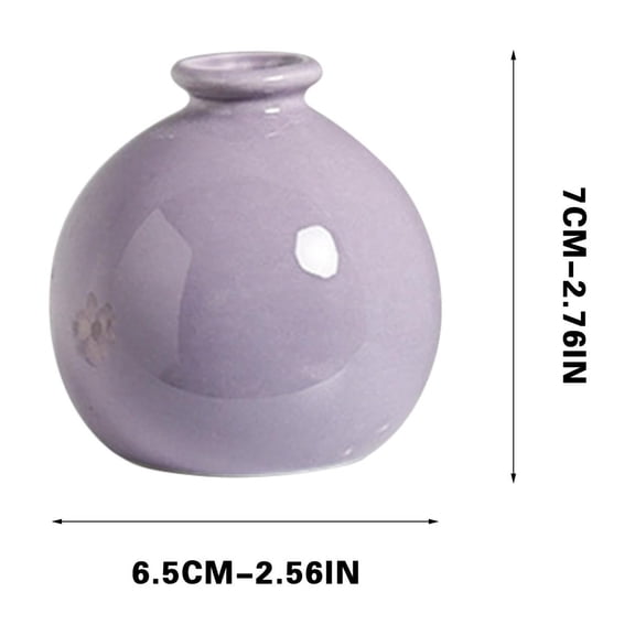 FEOLGEHLY 3Inch Ceramics Vase for Flowers, Purple Small Table Vase & Handmade Small Accent for Coastal Home Decor, Neutral Bud Vases as Decorative Shelf Decor or Wedding
