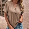 thumbnail image 5 of Women's Short Sleeve T Shirt V Neck Casual Solid Color Tops Dressy Loose Tunic Tee Shirt, 5 of 6