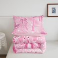 thumbnail image 5 of Homewish 3D Cartoon Bling Print Bow Queen Comforter Set,Girls Pink Sparkling Monogrammed M Aesthetic Art Comforter Sets Queen For Girl,Pink Reversible,3pcs,1 Comforter and 2 Pillowcases, 5 of 7