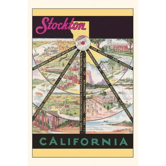 Pocket Sized - Found Image Press Journals: Vintage Journal Stockton Travel Poster (Paperback)