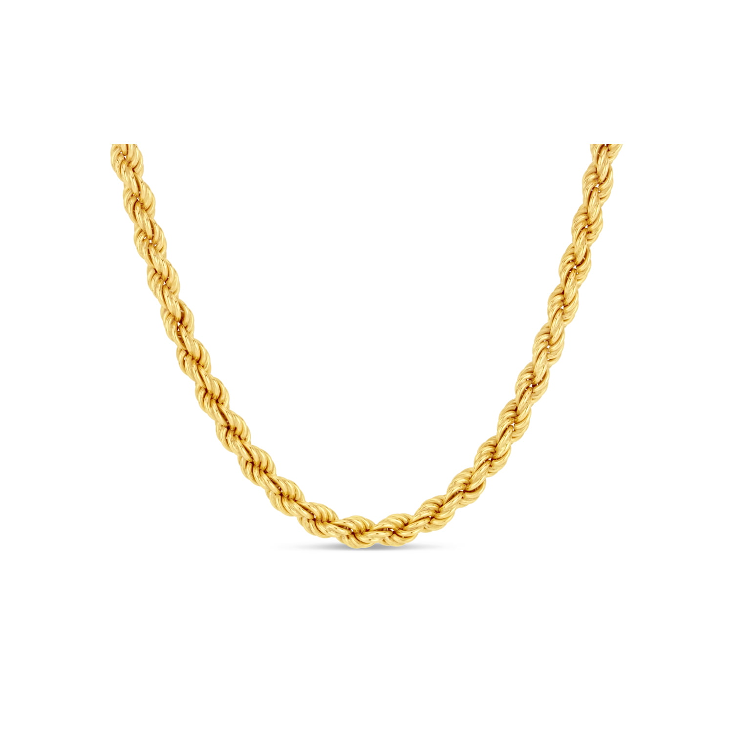 Mens Ladies 1/10th Yellow Gold 4 MM Hollow Rope Chain Necklace 18-30 Inches 