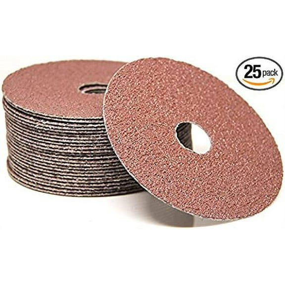 Benchmark Abrasives 4-1/2" Aluminum Oxide Resin Fiber Grinding and Sanding Discs for Metals, Wood, and Fiberglass 7/8" Arbor, Use with Angle Grinder (25 Pack) - 120 Grit