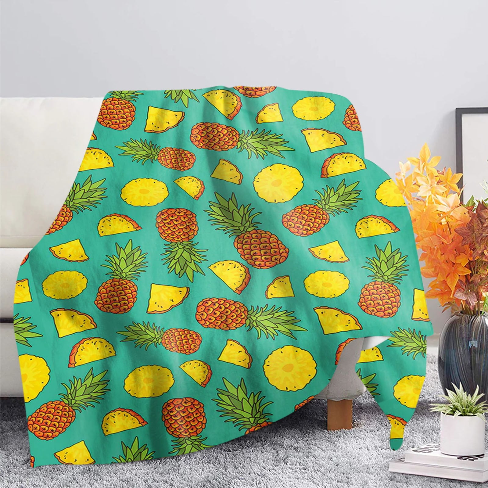 qazqa pineapple blanket flannel decorative blanket air conditioning