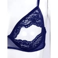 thumbnail image 5 of Sinleey Women Sheer Lace Floral Portrait Open Tip Bra Unlined Push-up Bralette Underwear Nightwear Navy Blue L, 5 of 7