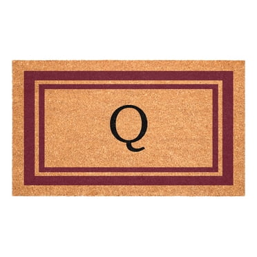Burgundy Border Monogram Doormat (Letter Q)