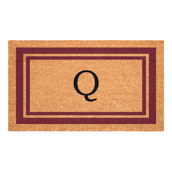 Burgundy Border Monogram Doormat (Letter Q)