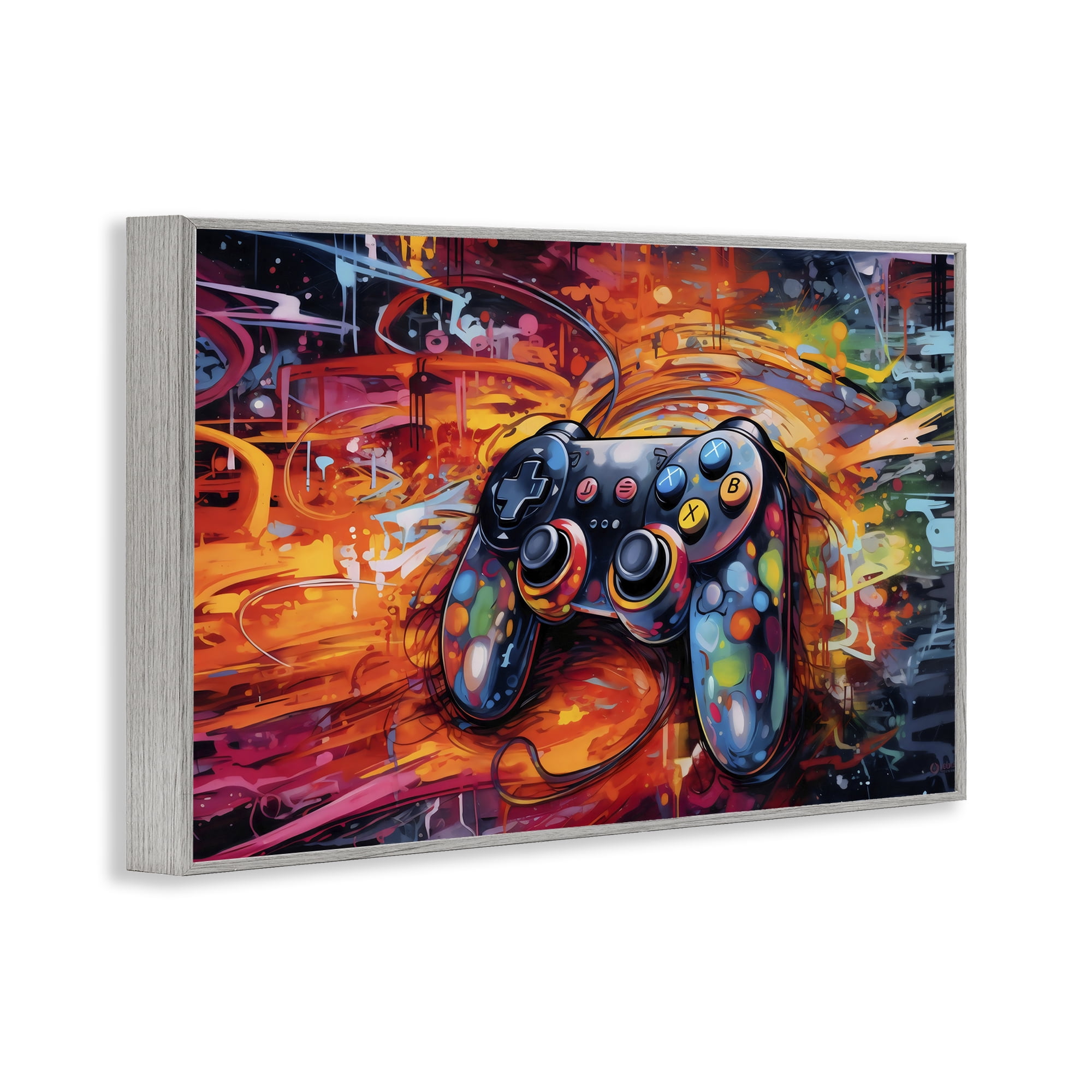 Stupell Industries Gaming Swirl Controller Energy Gray Framed Giclee Art, design by Creative Studio