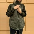 thumbnail image 7 of XPMWRP Women's Quilted Puffer Solid Color Jacket Casual Lightweight Stand Collar Long Sleeve Zip Puffer Jackets Padded Outerwear Coats Green XL, 7 of 7