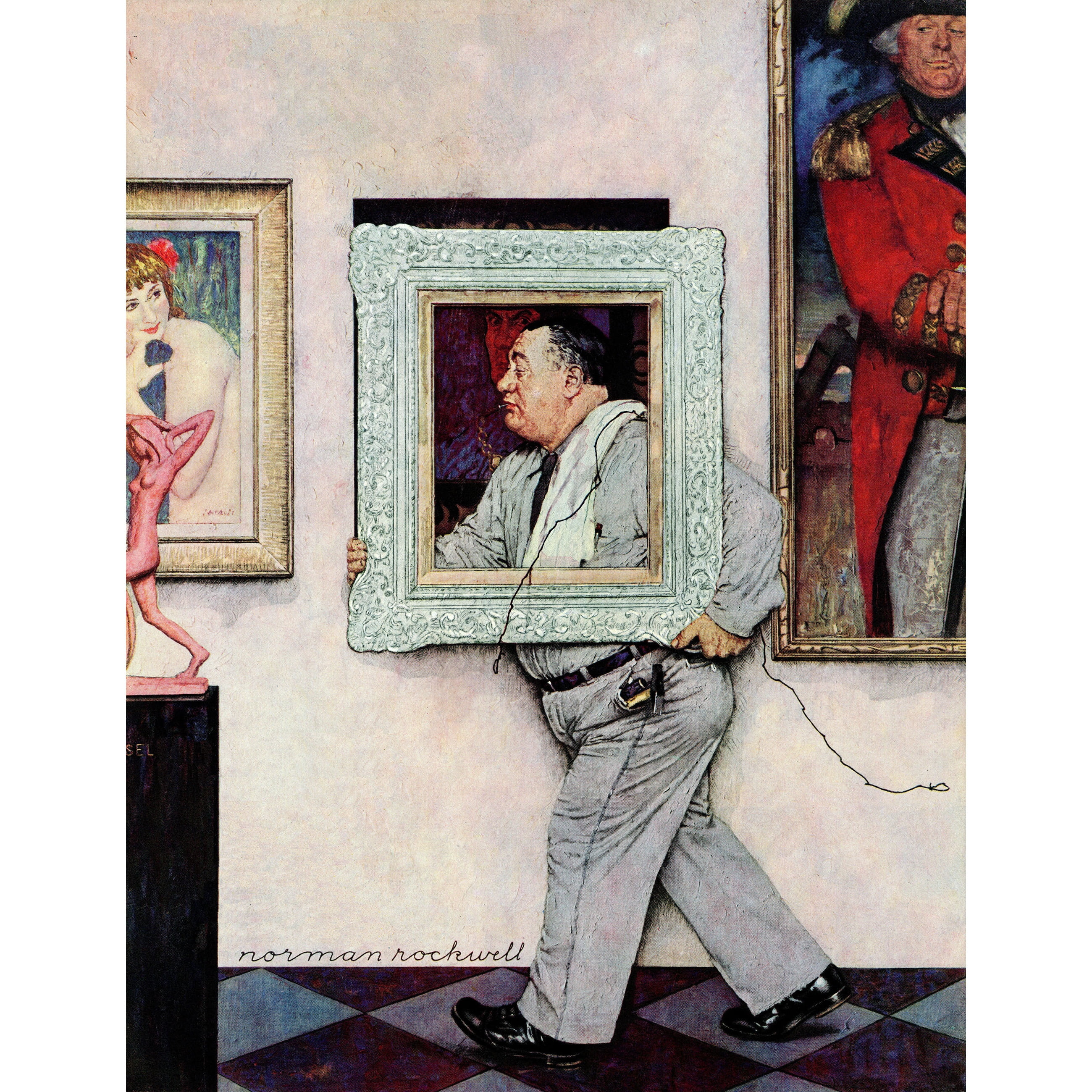 Marmont Hill "Museum Worker" by Norman Rockwell Painting Print on Canvas