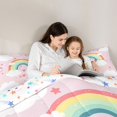 thumbnail image 4 of Manfei Cute Unicorn Rainbow Full Size Comforter Sets, Love Heart Cloud Bedding Comforter Set, Pink, Stars Reversible, 3-Piece, 1 Comforter and 2 Pillowcases, 4 of 7