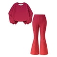 thumbnail image 2 of CYRBOKO Girls 2 Piece Outfit Set, Fall Winter Casual Elastic Waist Gradient Color Long Sleeve Tops and Flare Pants Multicolor Size 14-15 T, 2 of 7