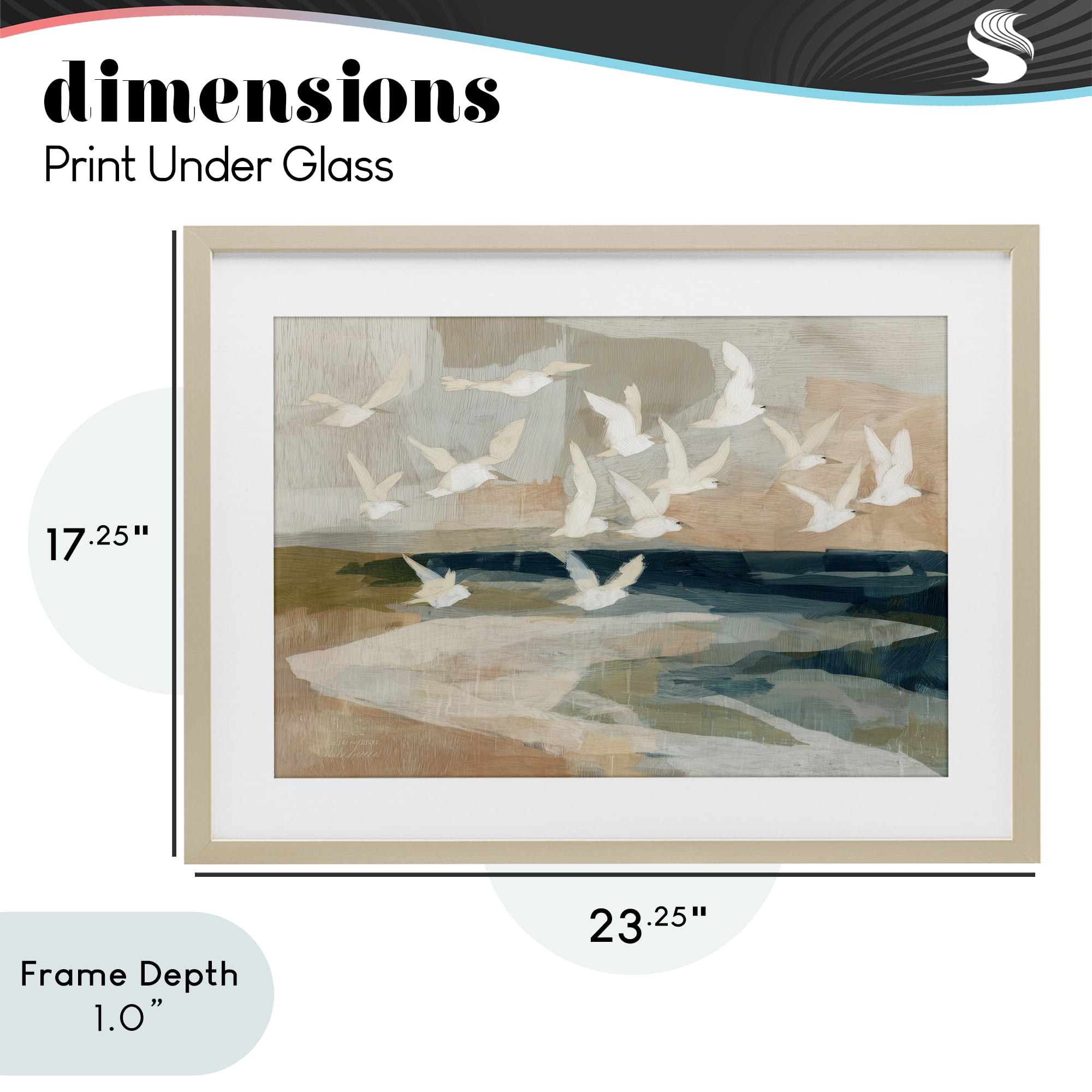 Stupell Industries Birds in Flight Over Water Birch Framed Print Under Glass, design by Chromatic Storm Studio