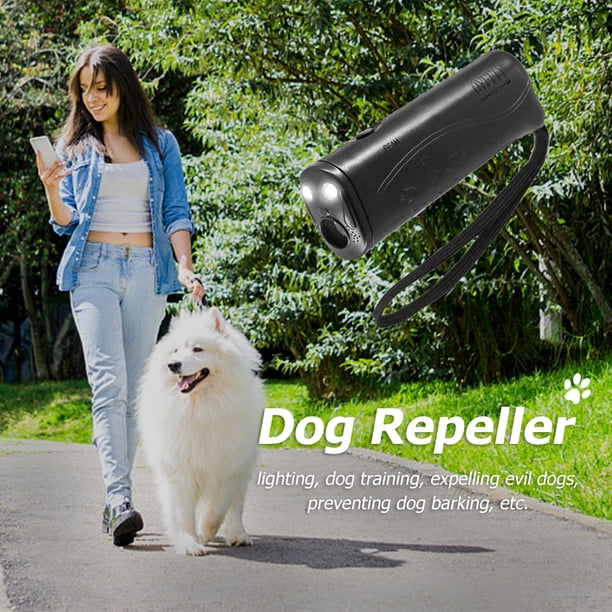 Supresor de Ladridos Wdftyju Ahuyentador ultrasónico de perros con linterna LED negro Libre de BPA