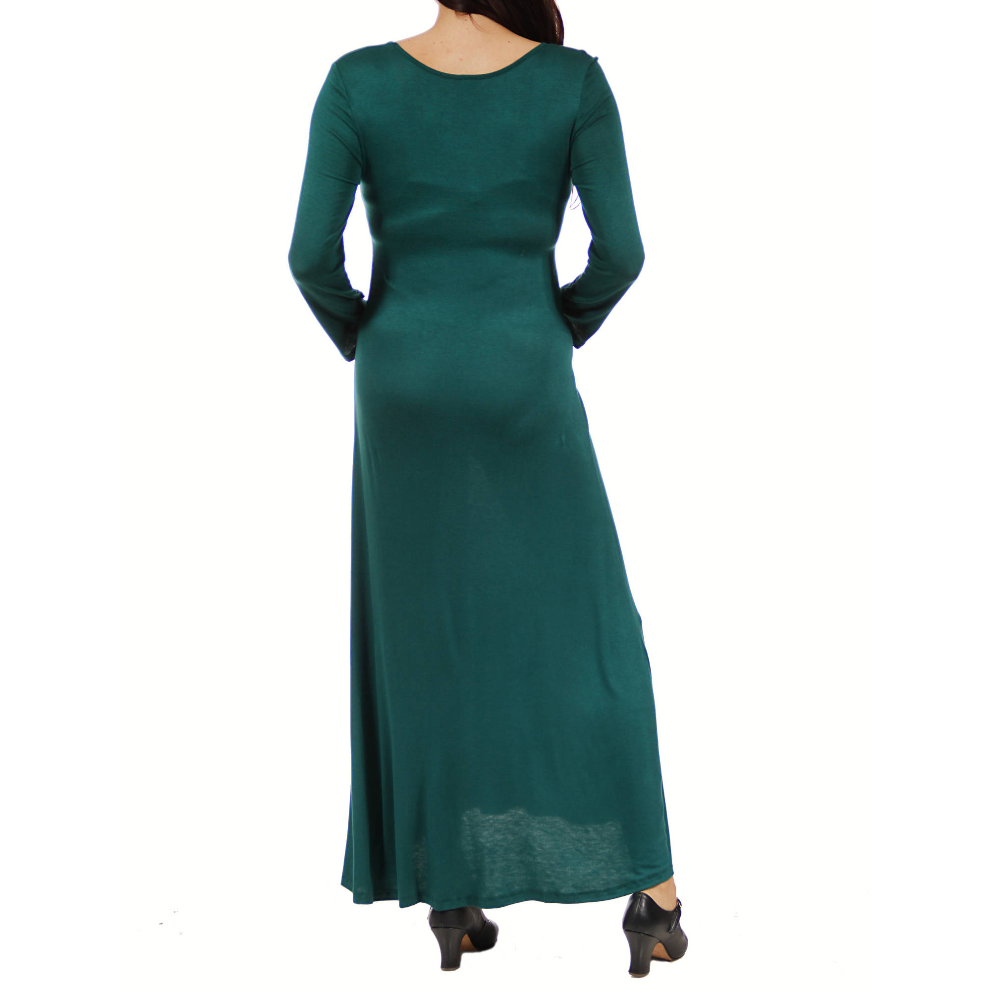 Women's Maternity Long Sleeve Scoop Neck Maxi Dress