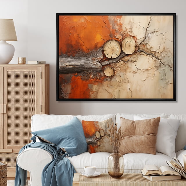 Designart Tree Redwood framed wall art decor, Tree Redwood framed wall Art, Abstract Redwood Tree composition , Multi-Color Large Traditional black framed wall art, 44x34 inches black frame