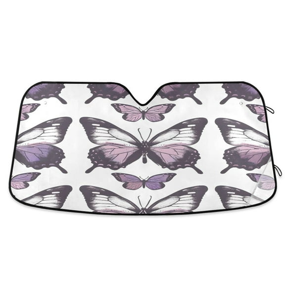 ALAZA Purple Butterfly Windshield Sun Shade Car Foldable Visor Block UV Rays Protector 55"x27.6"