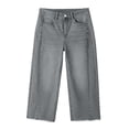 thumbnail image 3 of Womens Wide Leg Capris New Capri Jean for Women Summer Straight Leg Versatile Cropped Pants Fashion Frayed Hem Denim Capri Pants with Pocket Gray S, 3 of 9