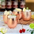 thumbnail image 2 of Moscow Mule - Juego de 4 tazas de cobre para mule, con mango, tazas de cobre martillado con doble jigger, popotes de acero inoxidable, cuchara para bebidas frías, 2 of 4