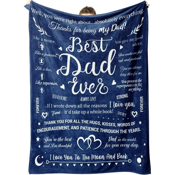 Gifts for Dad Blanket - Best Dad Ever Blanket for Fathers Day, Dad Gifts From Daughter Son, Dad Birthday Gifts, Presents for Dad Blanket on Father's Day Christmas, Fluffy Blanket 157 * 132CM