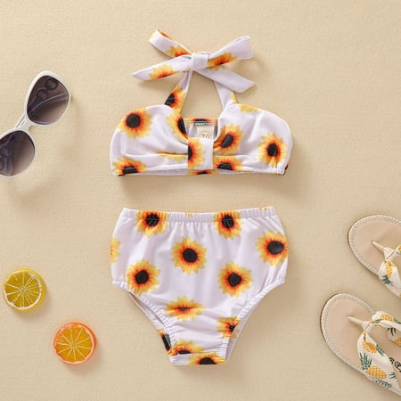 

CHGBMOK Clearance Toddler Baby Girls Floral Leopard Two Piece Bikini Swimwear Swimsuit Beachwear