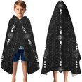 thumbnail image 3 of Black White Moon Eye Star Geometry Pattern Hooded Bath Towel，60"x35" for Ages 3 To 12 Kids, Quick Dry Lightweight Soft Microfiber Hood Beach Towel Cover Up for Kids, 3 of 7