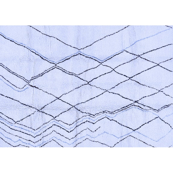 Ahgly Company Machine Washable Indoor Rectangle Solid Blue Modern Area Rugs, 7' x 9'