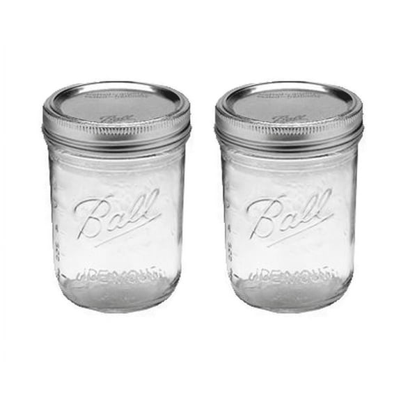 Ball, Glass Mason Jars with Lids & Bands, Wide Mouth, Clear, 16 oz, Pint, 2-Pack (2 Single Jar)
