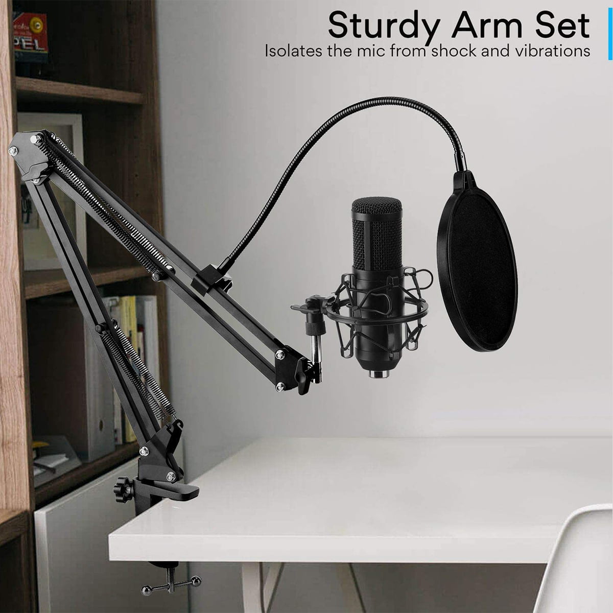 USB Streaming Podcast PC Microphone professional 192KHZ24Bit Studio  Cardioid Condenser Mic Kit with sound card Boom Arm Shock Mount Pop Filter  for Skype r Karaoke Gaming Recording 