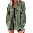 thumbnail image 4 of Only Moment Light Green Fall Jackets For Women Button Down Shirts Jacket Crew Neck Oversized Long Sleeve Cropped Coat Streetwear XL, 4 of 7