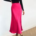 thumbnail image 2 of Inleife Fall Fashion Women Casual Comfortable Solid Color High Waisted Skirt Hot Pink L, 2 of 7