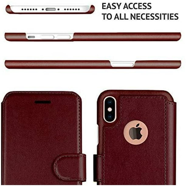 LUPA iPhone X Wallet Case Slim Lightweight iPhone X Flip Case with Credit Card Holder iPhone 10 Wallet Case for Women Men Faux Leather i