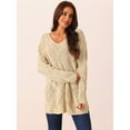 thumbnail image 2 of DARING DIVA Hollow Cable Knit Loose Casual Pullover Sweaters XL Khaki, 2 of 5