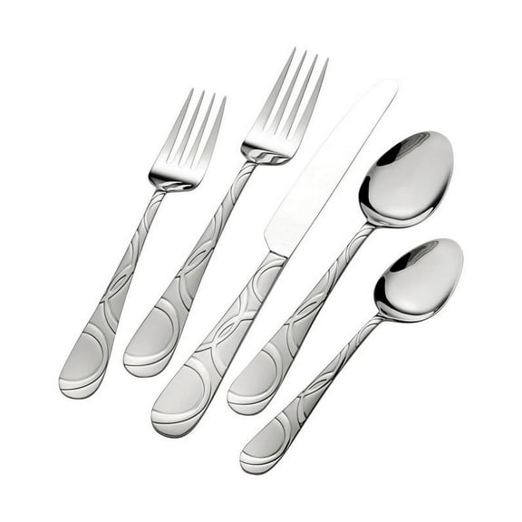 Pfaltzgraff 5153138 Garland Frost Flatware Set, Stainless Steel, Silver