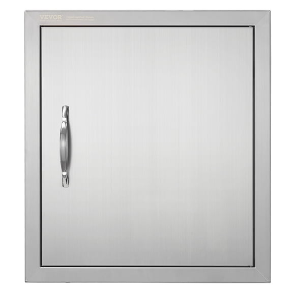 VEVOR BBQ Access Door, 18W x 20H Inch Single Outdoor Kitchen Door, Stainless Steel Flush Mount Door, Wall Vertical Door with Handle and Hook, for BBQ Island, Grilling Station, Outside Cabinet