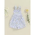 thumbnail image 4 of Suealasg Toddler Baby Girl Clothes Summer Short Overalls Flower Plaid Print Romper Jumpsuit Shorts Little Girls Cute Outfit, 4 of 7