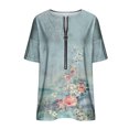 thumbnail image 5 of Mode Décontractée pour Femmes Chemises Imprimées Manches Courtes Tee-Shirts Amples Tunique Blouse Hauts pour Femmes Hauts Manches Courtes pour Femmes Imprimé Floral Hauts pour Femmes, 5 of 5
