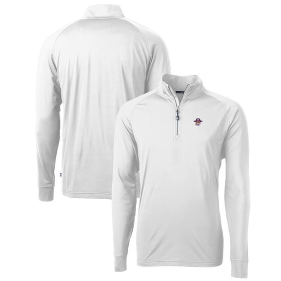 Men's Cutter & Buck White ECU Pirates Adapt Eco Knit Stretch Recycled Quarter-Zip Pullover Top