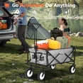 thumbnail image 2 of CL.HPAHKL Folding Wagon Cart, Utility Grocery Shopping Cart Collapsible Wagon with Two Drink Holders Portable Utility Garden Cart with Adjustable Handle for Beach, Shopping, Camping (39.6In H, Gray), 2 of 11