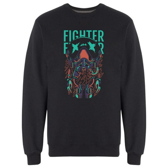 Robot Pilot Fighter Graphic Sweatshirt Men -Image by Shutterstock, Male Small